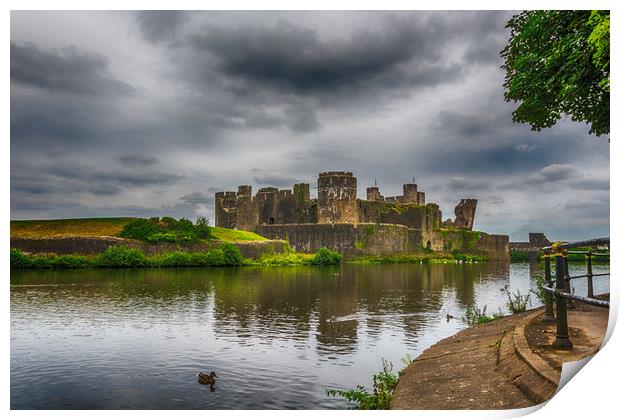 Caerphilly Castle South East View 2 Print by Steve Purnell