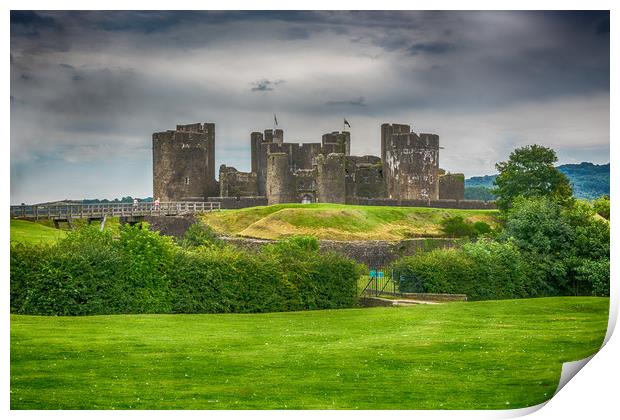 Caerphilly Castle East View 2 Print by Steve Purnell