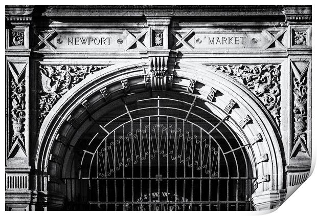 Newport Market Entrance Mono Print by Steve Purnell