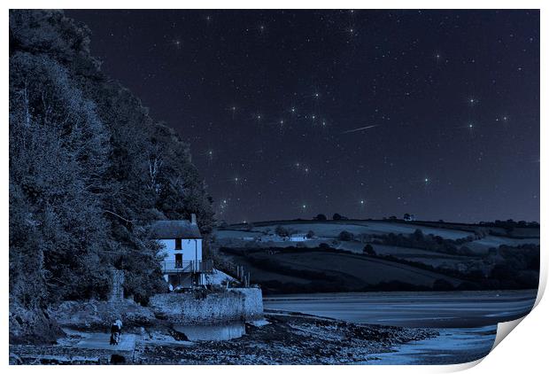Dylan Thomas Boathouse Starry Night Print by Steve Purnell