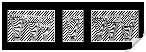 Cocktail Fun Triptych Black Print by Steve Purnell