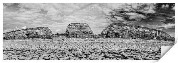 Rhoose Point Panorama Monochrome Print by Steve Purnell