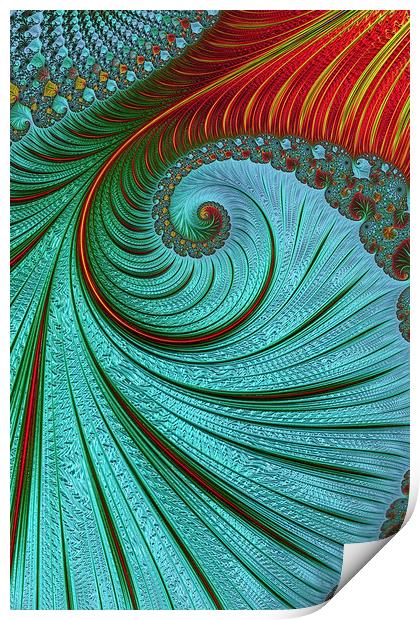 Teal And Red Print by Steve Purnell