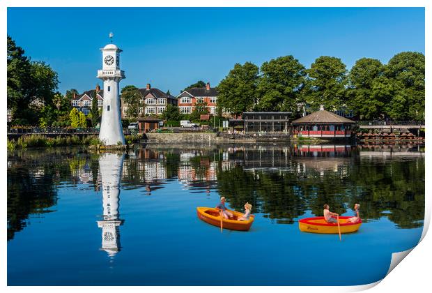 Little Rowers At Roath Park Print by Steve Purnell