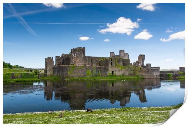 Spring At Caerphilly Castle 1 Print by Steve Purnell