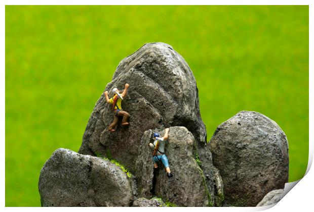 Climbers At Buffalo Tor Print by Steve Purnell