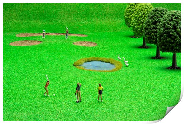 Little Golfers 1 Print by Steve Purnell