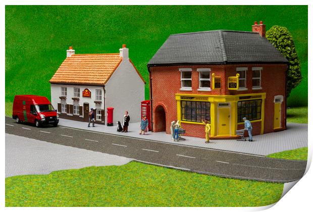 Village Shoppers Print by Steve Purnell