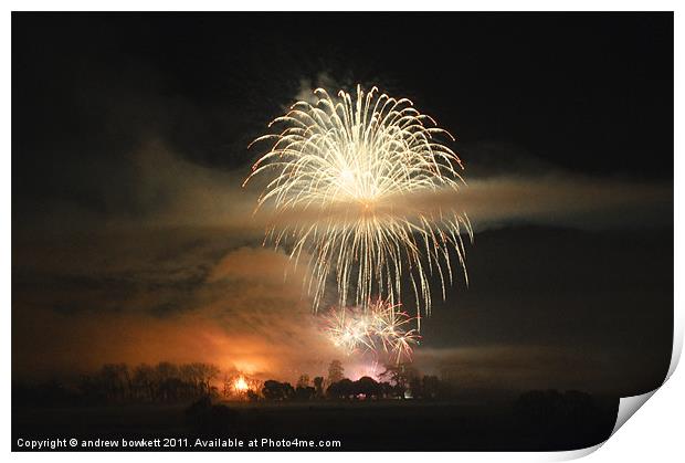 Sherborne castle fireworks Print by andrew bowkett