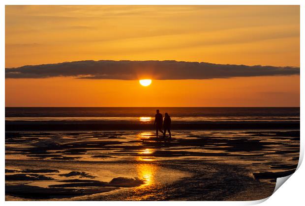 Romantic Stroll on the Beach Print by Roger Green
