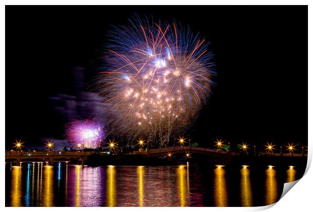 Fireworks over the Venetian Bridge Print by Roger Green