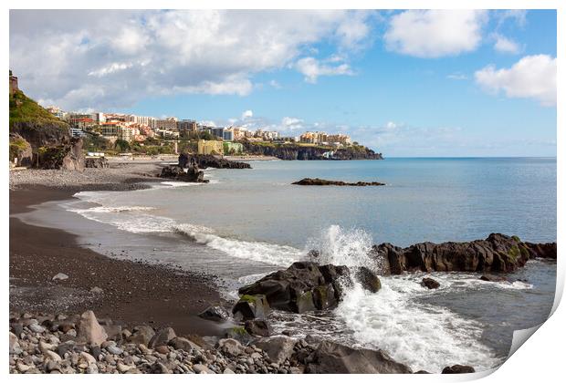 Beach at Funchal Print by Roger Green