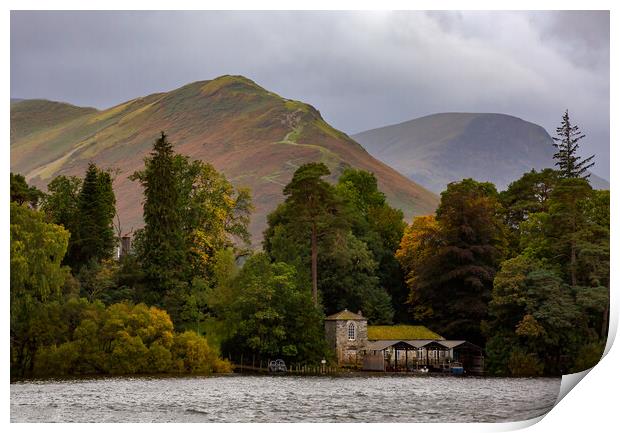 Catbells Over Derwent Island Print by Roger Green