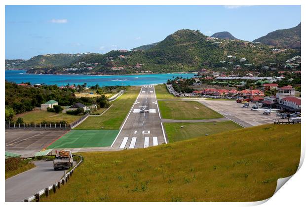 Gustaf III Airport on St Barts Print by Roger Green