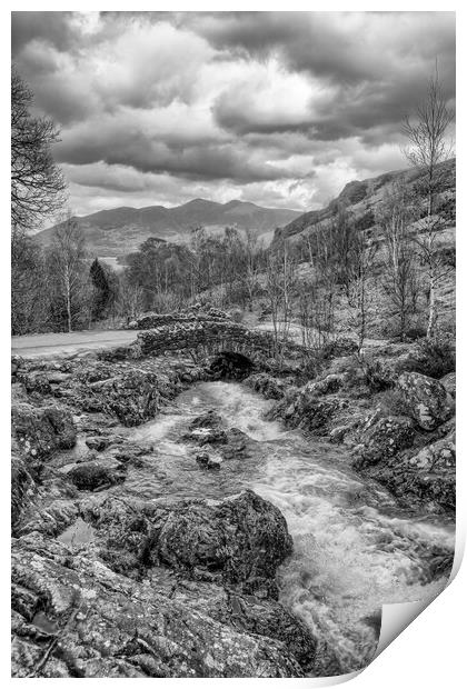 Ashness Bridge in Black and White Print by Roger Green