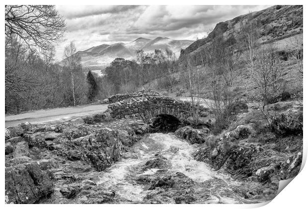 Ashness Bridge in Black and White Print by Roger Green