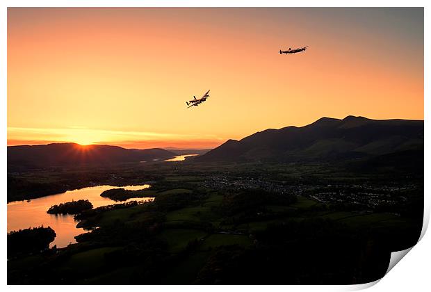 Lancasters Flying Over Keswick Print by Roger Green