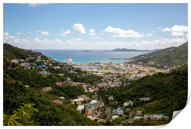 Overlooking Road Town on Tortola Print by Roger Green