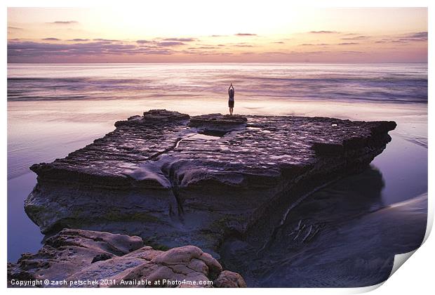 Ocean reflection at sunset Print by zach petschek