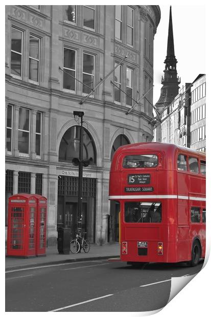 The Bus to Trafalgar Square. Print by Becky Dix