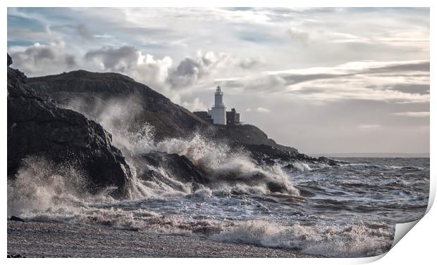 Mumbles Lighthouse Storms. Print by Becky Dix