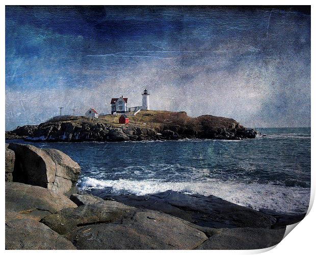 Lighthouse in Coastal Maine Print by Tammy Winand