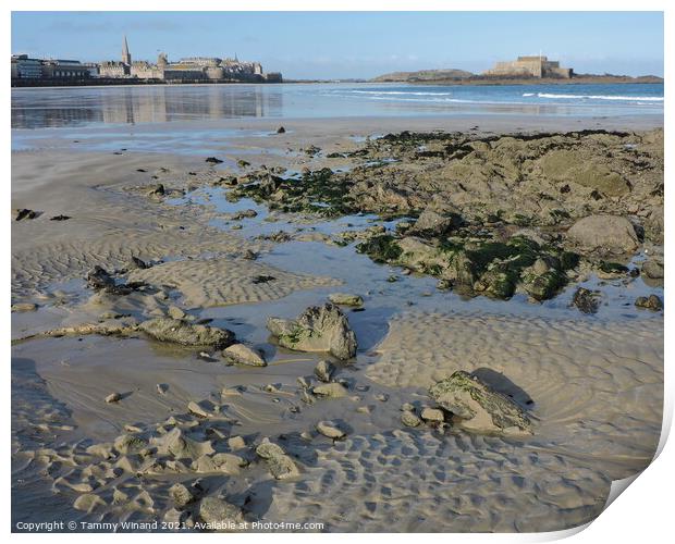 Low Tide on the Coast of St Malo France Print by Tammy Winand