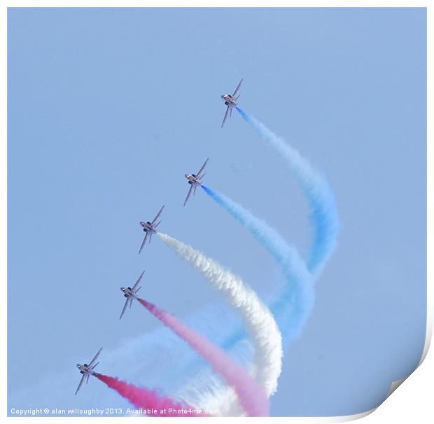 Red Arrows Banking Right Print by alan willoughby