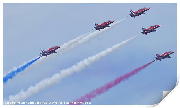 5 Red Arrows... Print by alan willoughby