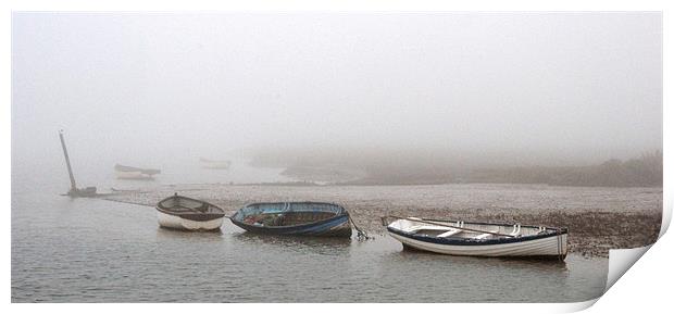 Boats in the Mist Print by Francesca Shearcroft