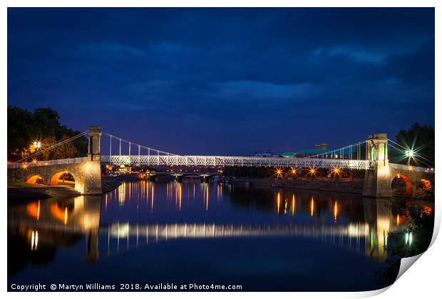 Wilford Suspension Bridge, River Trent, Nottingham Print by Martyn Williams