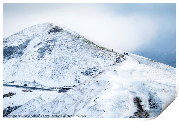 Mam Tor In Winter Snow Print by Martyn Williams