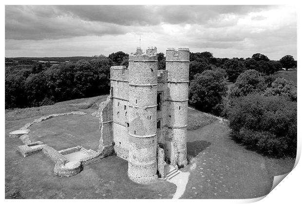 Donnington Castle (Black & White collection) Print by jamie stevens Helicammedia