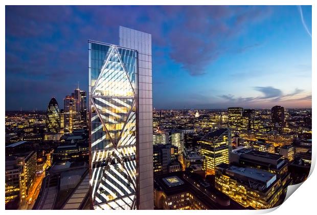 Broadgate Tower London St Mary Axe London Central Print by jamie stevens Helicammedia