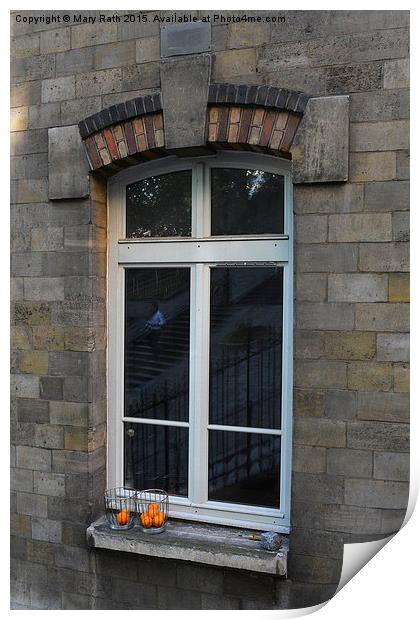  Window with oranges Print by Mary Rath