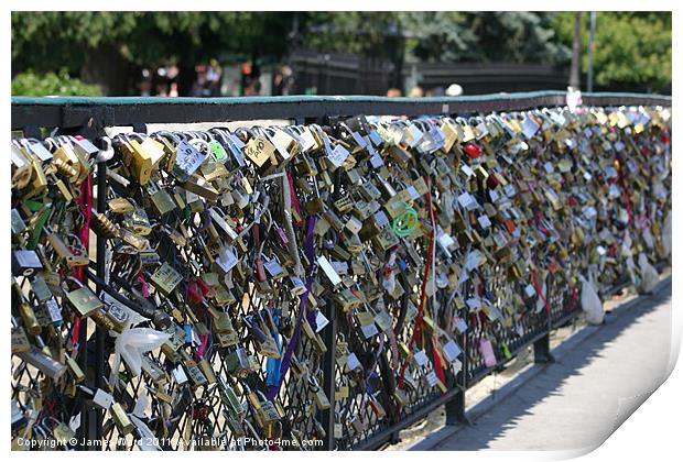 Padlocks on Bridge Print by James Ward