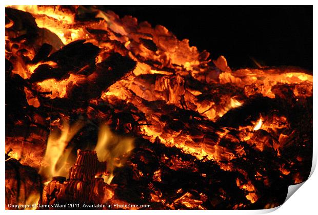 Burning embers Print by James Ward