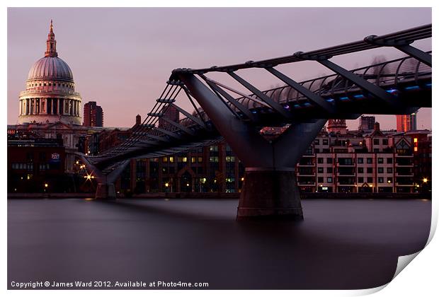 Millennium Bridge and St Pauls Cathedral Print by James Ward