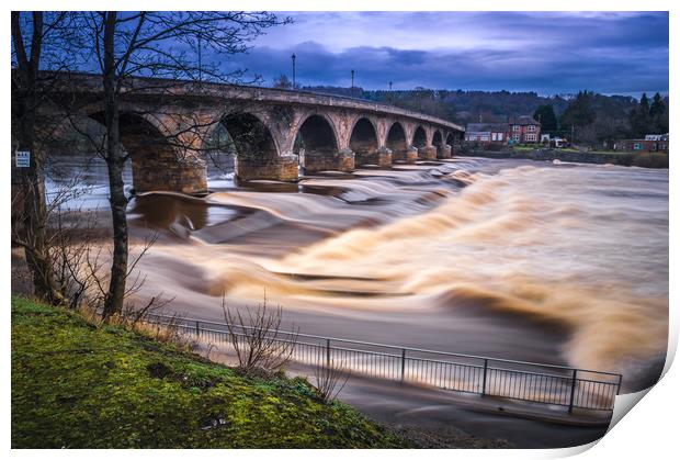 River Tyne in full Flood Print by John Ellis