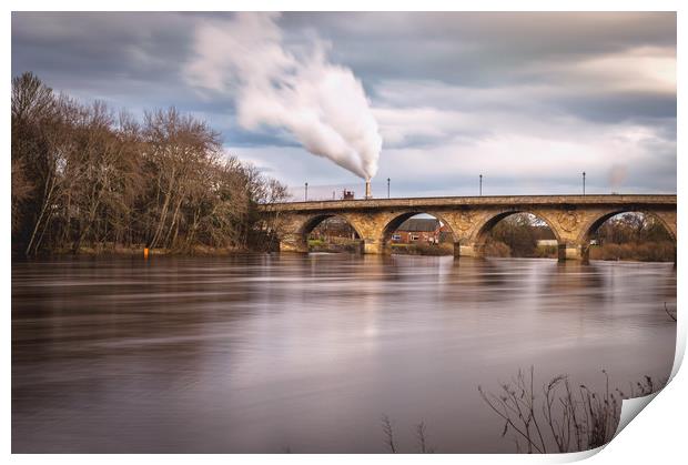 The River Tyne at Hexham Print by John Ellis