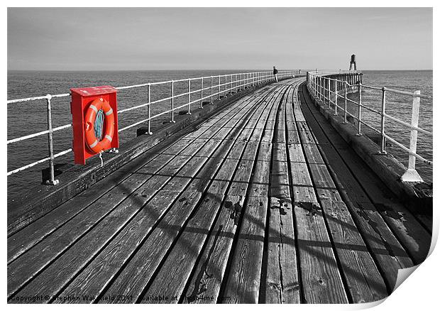 Along Whitby pier Print by Stephen Wakefield