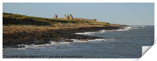 Dunstanburgh castle and coast aspect Print by Stephen Wakefield