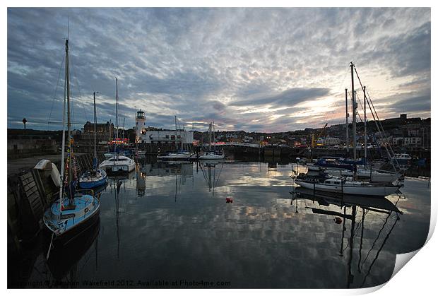 Across the harbour at dusk Print by Stephen Wakefield