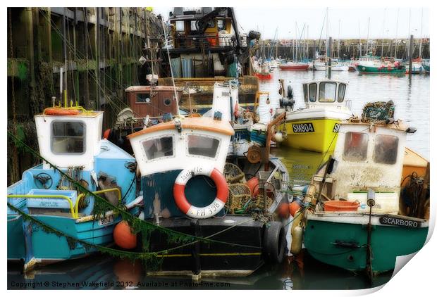 Scarborough Harbour Fishing boats Print by Stephen Wakefield