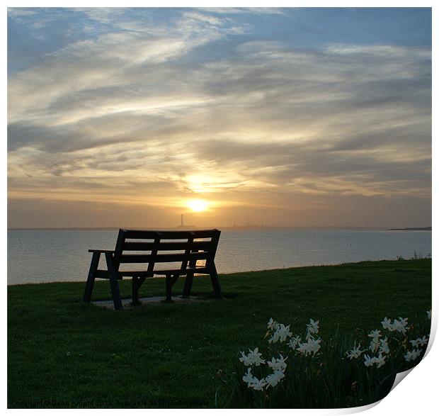 Bench View Looking towards Fawley. Print by Dean Knight