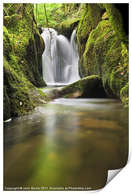 Waterfall above Castle Campbell Print by John Barrie