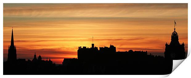 Sunset Over Edinburgh Skyline Print by Richard Thomas