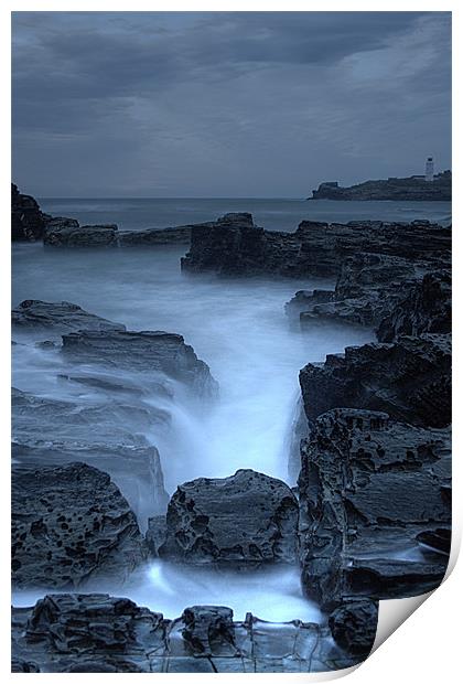 Godrevy Lighthouse 2 Moody Print by Kieran Brimson