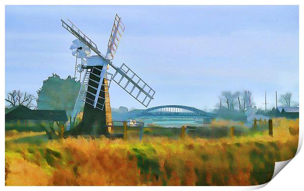 Priory Windmill Print by Valerie Anne Kelly
