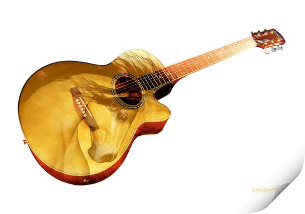 The guitar is a lady Print by Valerie Anne Kelly